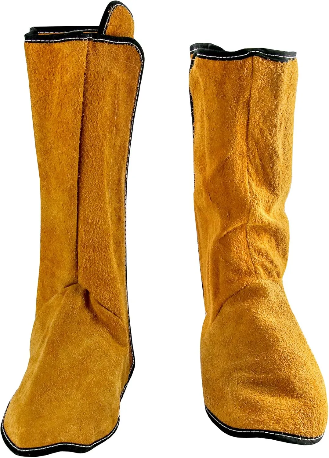 QWORK Fireproof Shoe Leg Cover Leather for Welding Welder Work Boot Protectors, Welding Safety Boot Covers, Leg Guards Gaiters, Men and Women, 2 Pairs
