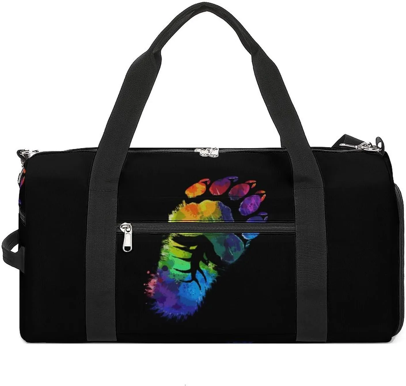 Rainbow Footprints Sports Gym Bag for Men Women Travel Duffel Bag with Shoulder Strap