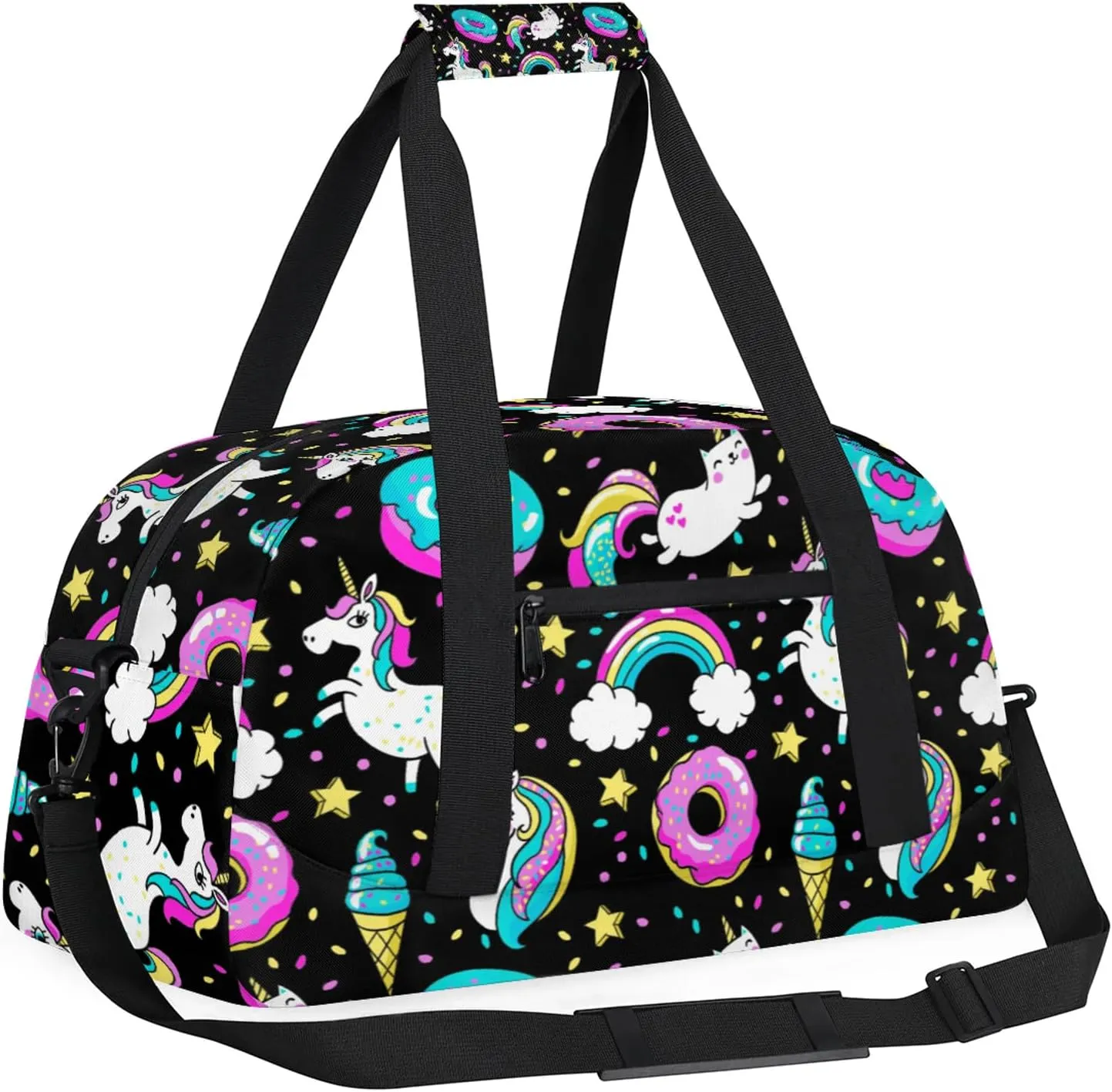 Rainbow Unicorns 18 inch Small Gym Bag for Women and Men, Lightweight Carry On Weekender Bag Mini Duffel Bag for Travel Sports Workout