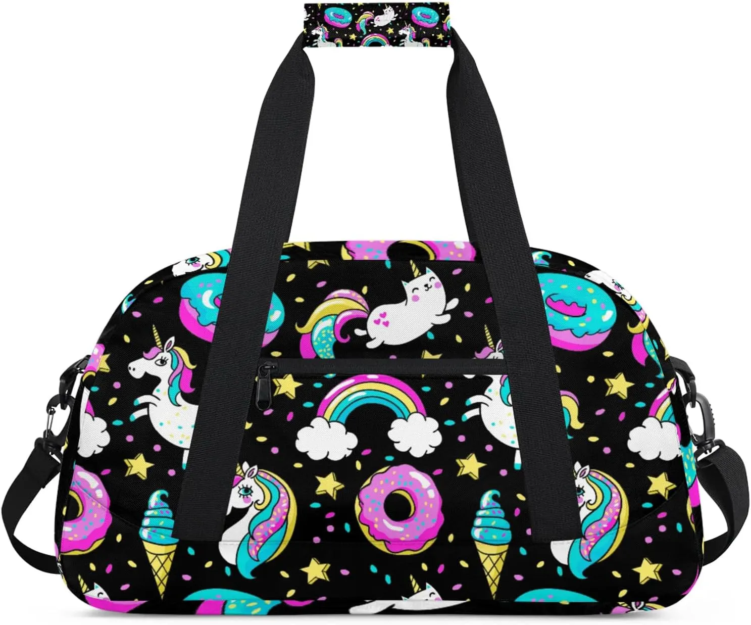 Rainbow Unicorns 18 inch Small Gym Bag for Women and Men, Lightweight Carry On Weekender Bag Mini Duffel Bag for Travel Sports Workout