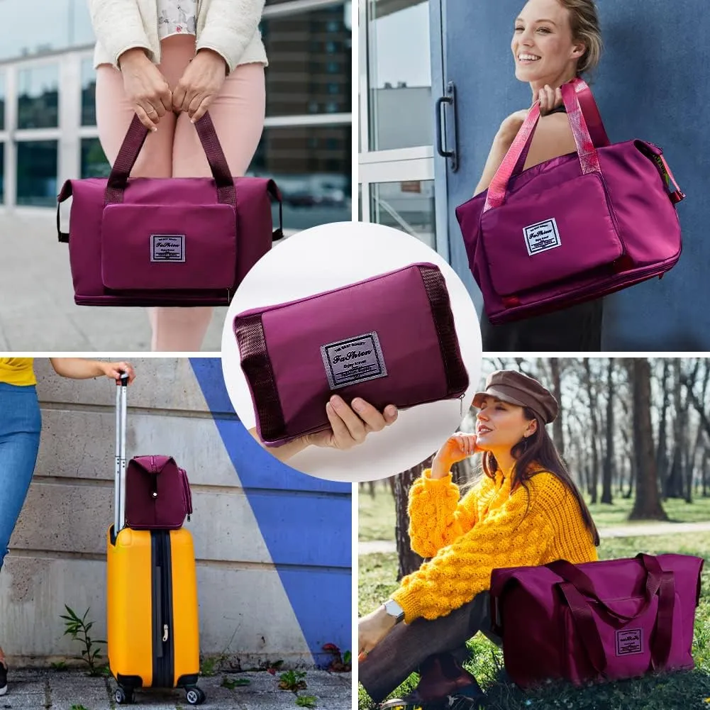 Ranslen Large Capacity Folding Travel Bag,Expansion Travel Duffel Bag with Dry and Wet Separation Portable Travel Duffel Bag