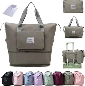 Ranslen Large Capacity Folding Travel Bag,Expansion Travel Duffel Bag with Dry and Wet Separation Portable Travel Duffel Bag