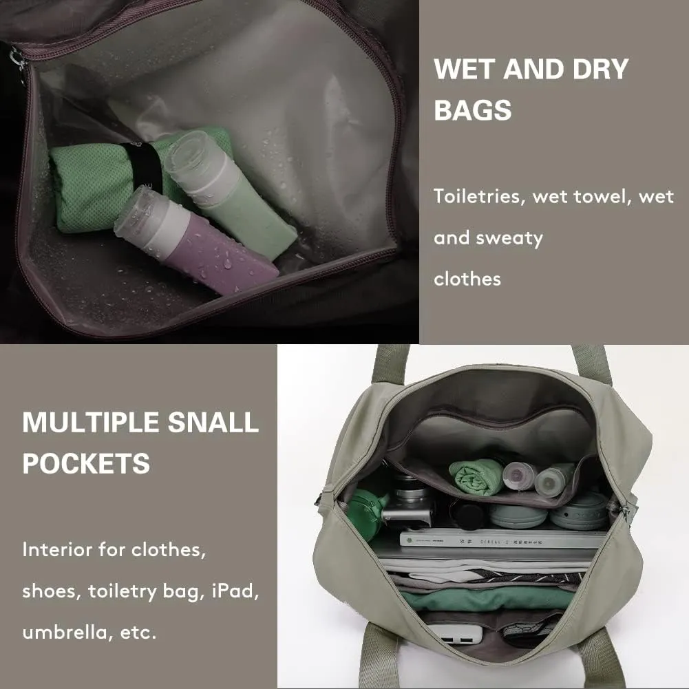 Ranslen Large Capacity Folding Travel Bag,Expansion Travel Duffel Bag with Dry and Wet Separation Portable Travel Duffel Bag