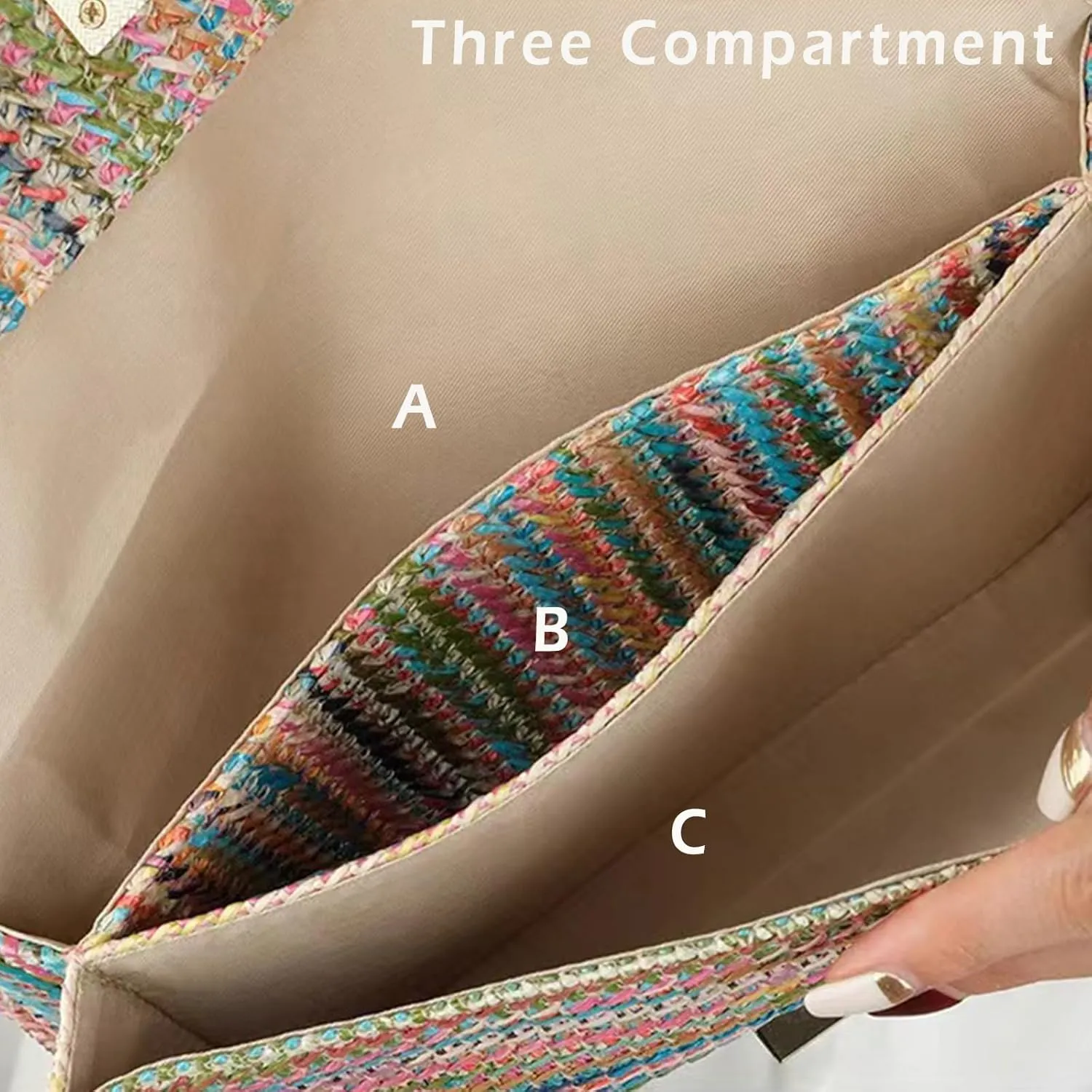 Rattan Clutch Purse for Women,Summer Straw Woven Beach Woven Bag Wicker Raffia Envelope Evening Clutch for Wedding