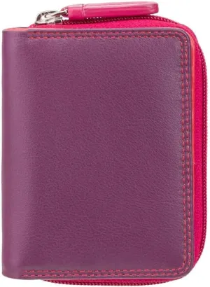 RB53 Multi Colored Small Bifold Soft Leather Ladies Wallet & Purse (Plum Multi)