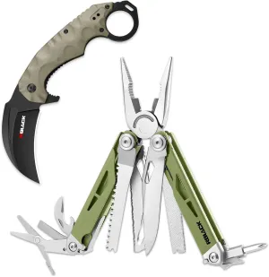 Rblack 21-in-1 Multitool Pliers and Karambit Folding Knife, Great Multitool with EDC Knife Set