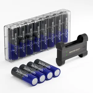 Rechargeable AA Batteries Lithium with Charger, 12 Pack 1.5V 3600mWh Double A Batteries Rechargeable, Long Lasting Lithium ion AA Batteries