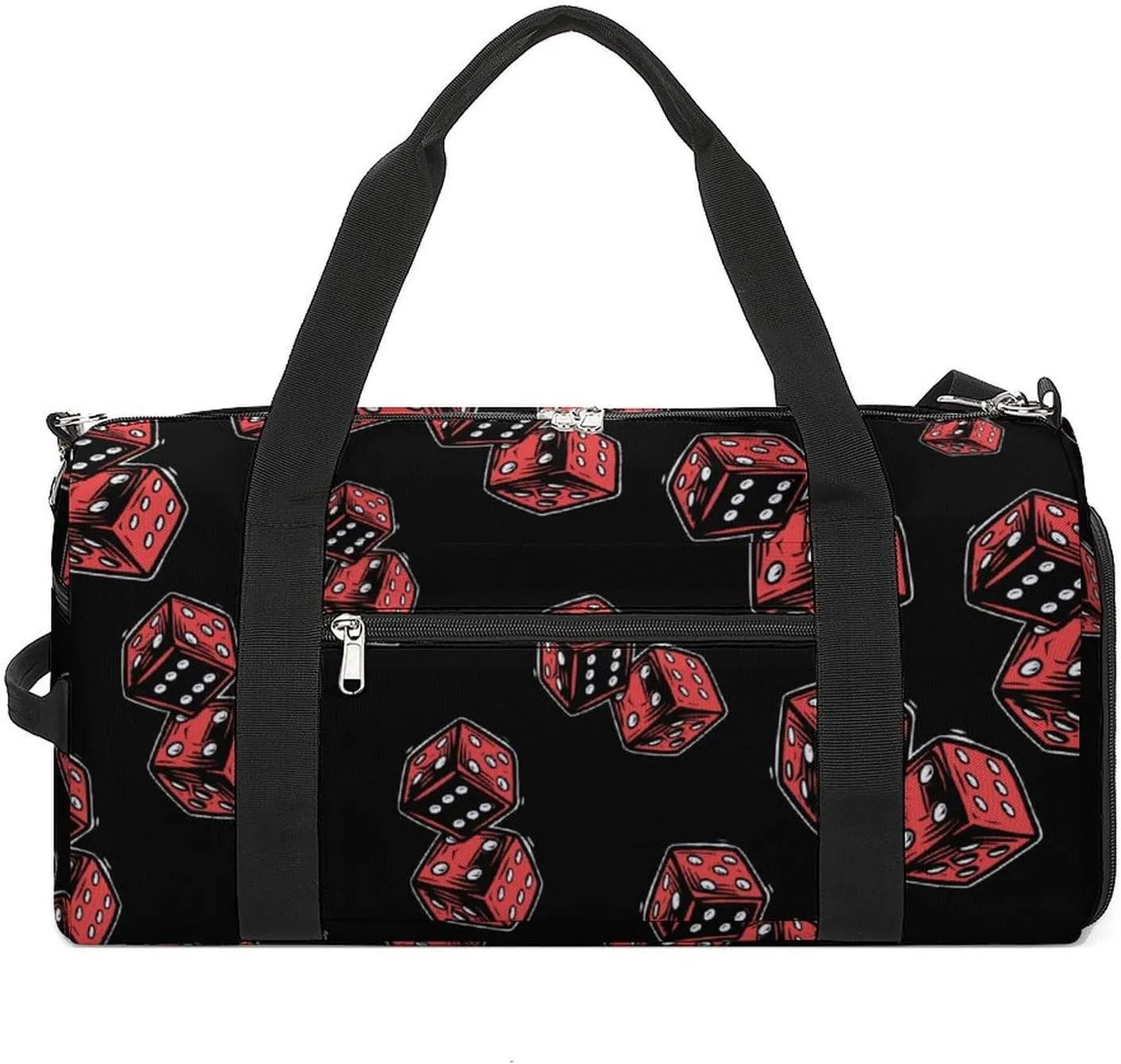 Red Dice Print Sports Gym Bag for Men Women Travel Duffel Bag with Shoulder Strap