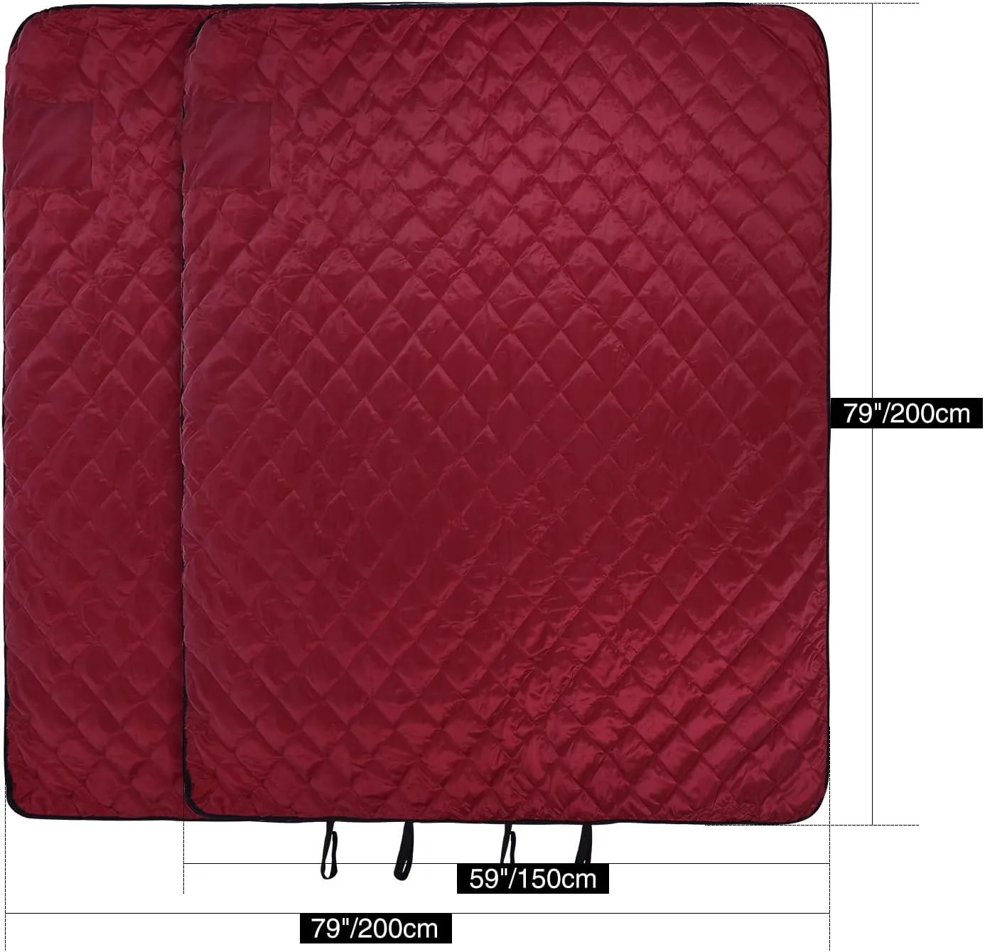 REDCAMP Large Warm Blanket with Sherpa Lining, Cold Weather Outdoor Blanket Windproof for Camping Stadium, Machine Washable 79"x 79" Red