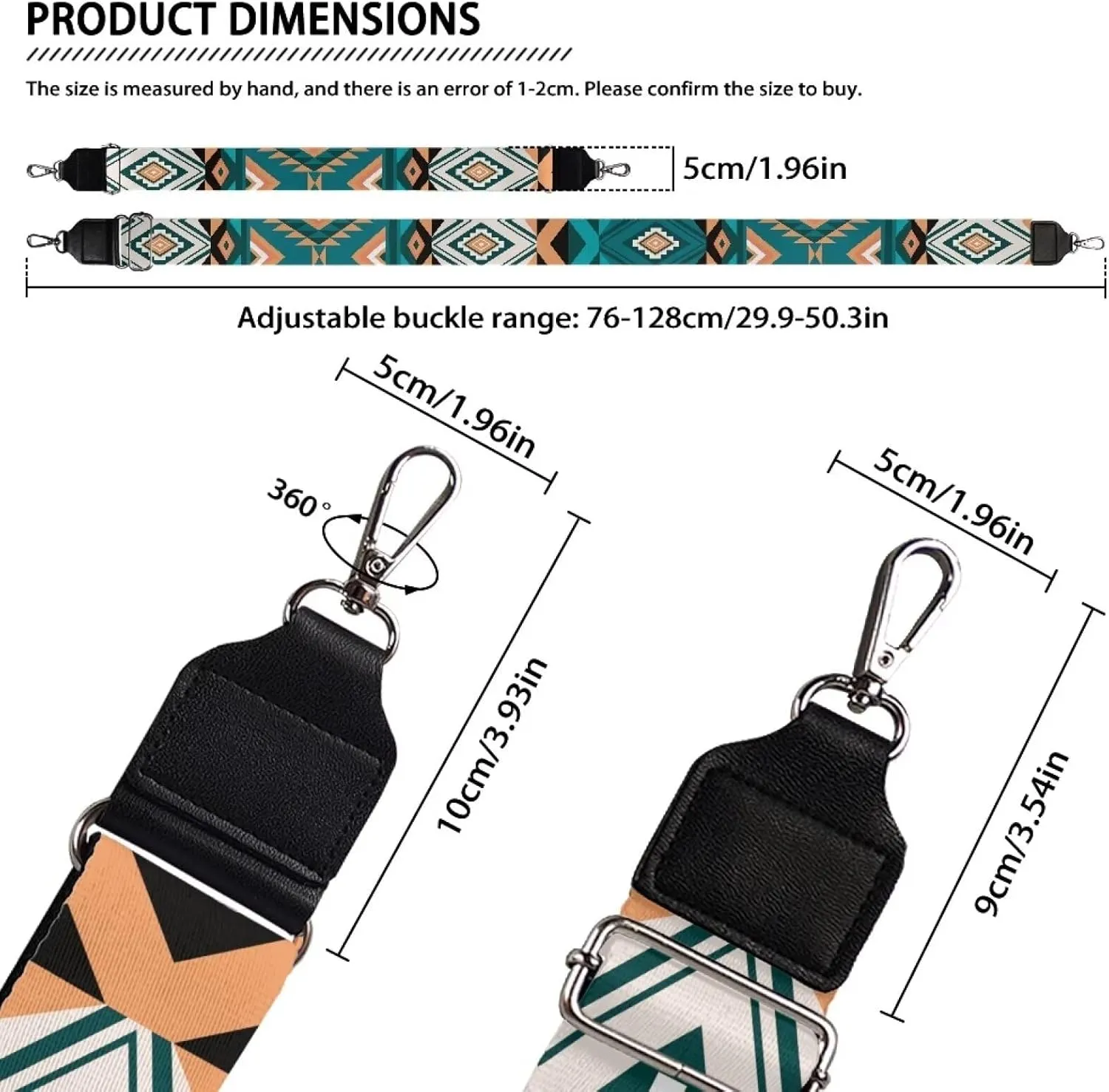 Retro Aztec Crossbody Strap for Purses, Women's Shoulder Bag Accessories, Size 29.9-50.3 Inches for Ladies Long Extender