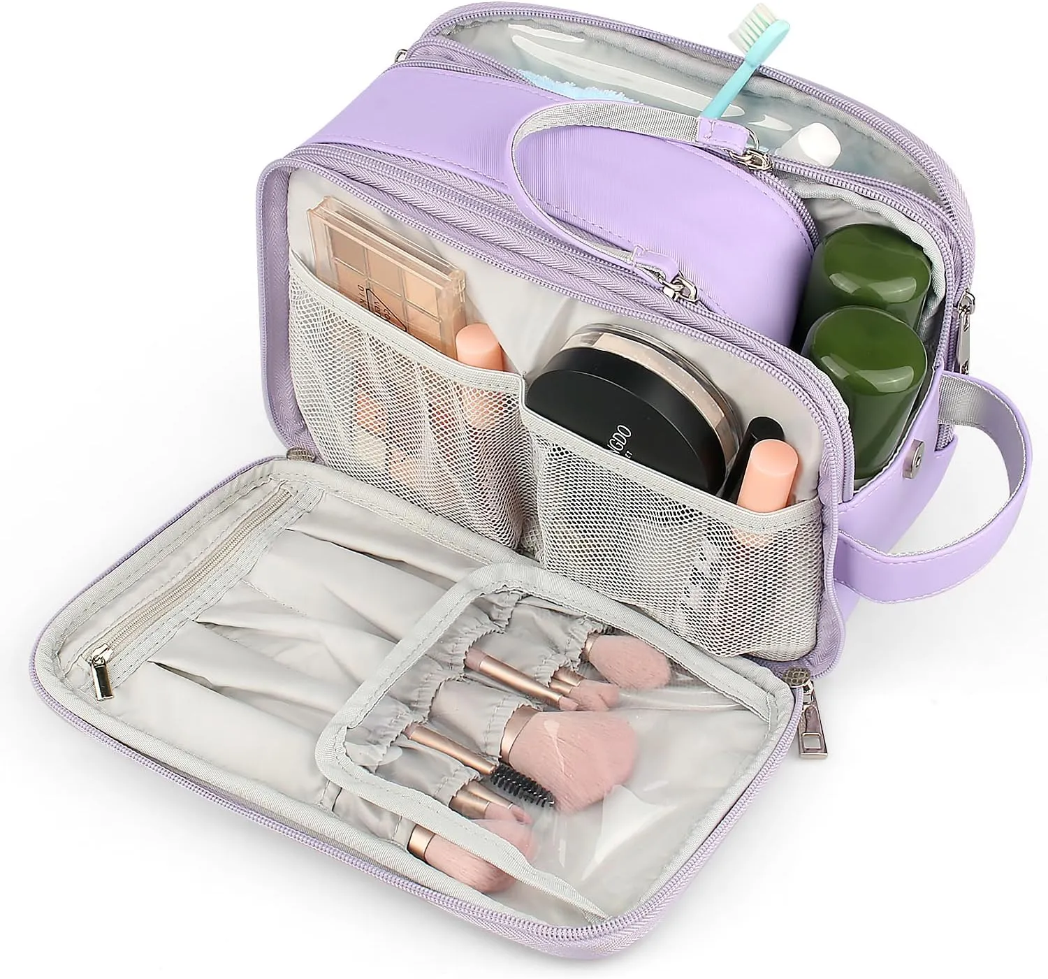 Rhea Rose Toiletry Bag for Women, Makeup Travel Bag Organizer, Large Bathroom Cosmetic bag, Traveling Dopp Kit Accessories Shower Bag, Lavender Purple