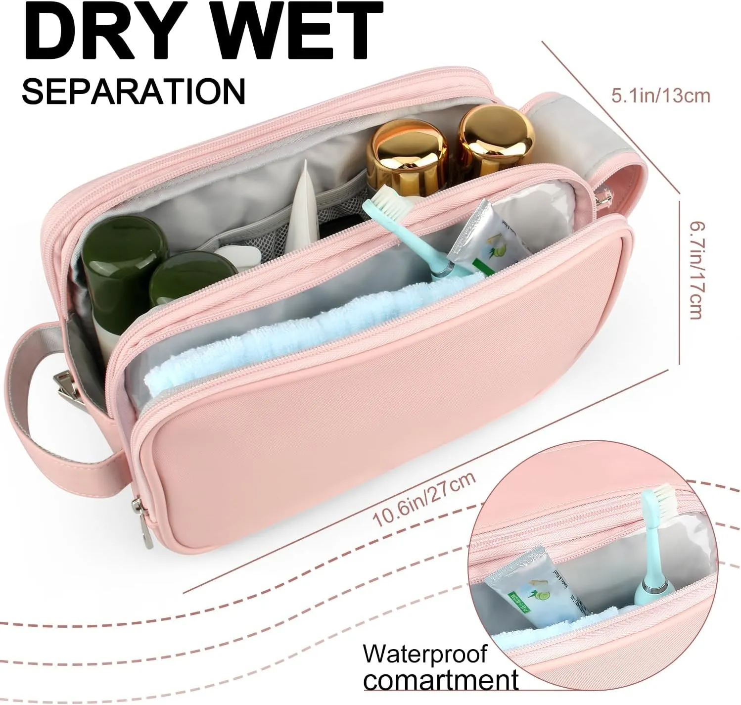 Rhea Rose Toiletry Bag for Women, Makeup Travel Bag Organizer, Large Bathroom Cosmetic bag, Traveling Dopp Kit Accessories Shower Bag, Lavender Purple