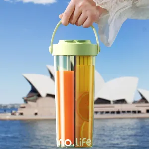 RhinoLife Cute & Kawaii water bottle, Travel mugs with lid and straw, Mixed 2-in-1 Half drinking cup, Spill Proof Leak Proof Spilt Cups, Two Sides Coffee Mugs For Drinks(Cyan)