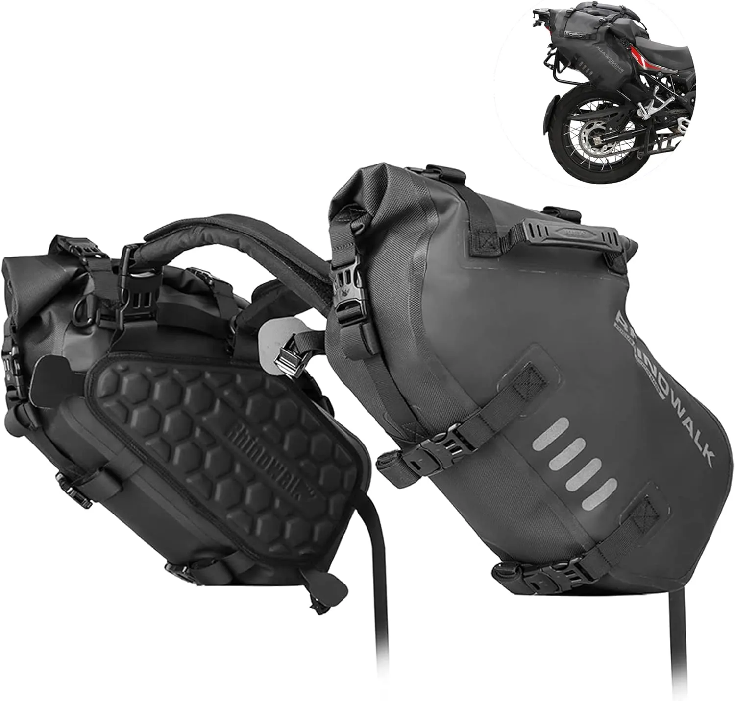 Rhinowalk Motorcycle Saddle bags, Waterproof motorcycle saddlebags, shoulder bag 18L(9L*2), for most Adventure and Sport Motorcycle Racks, 1 Pair