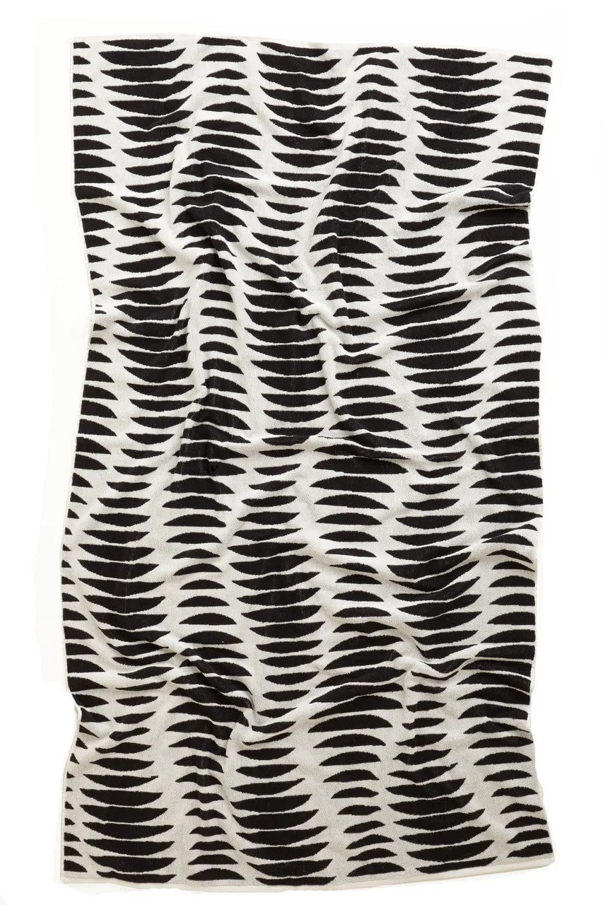 Ribbed Beach Towel - Ecru/Black