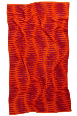 Ribbed Beach Towel - Orange/Red