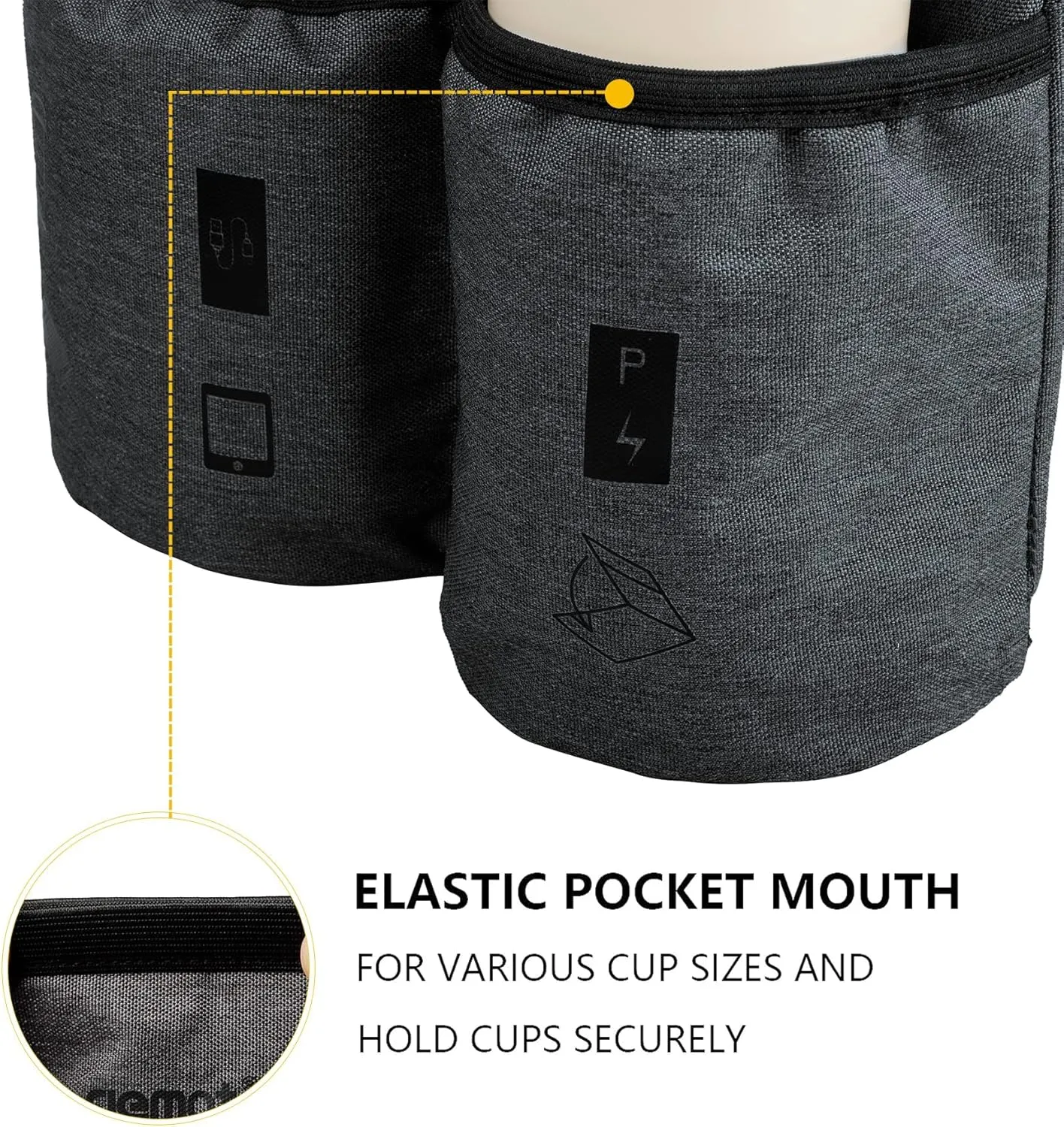 riemot Luggage Travel Cup Tablet Holder - Hold Books Passports Tickets Water Bottles - Fits Roll on Suitcase Handles - Gifts for Flight Attendants Travelers Accessories Grey