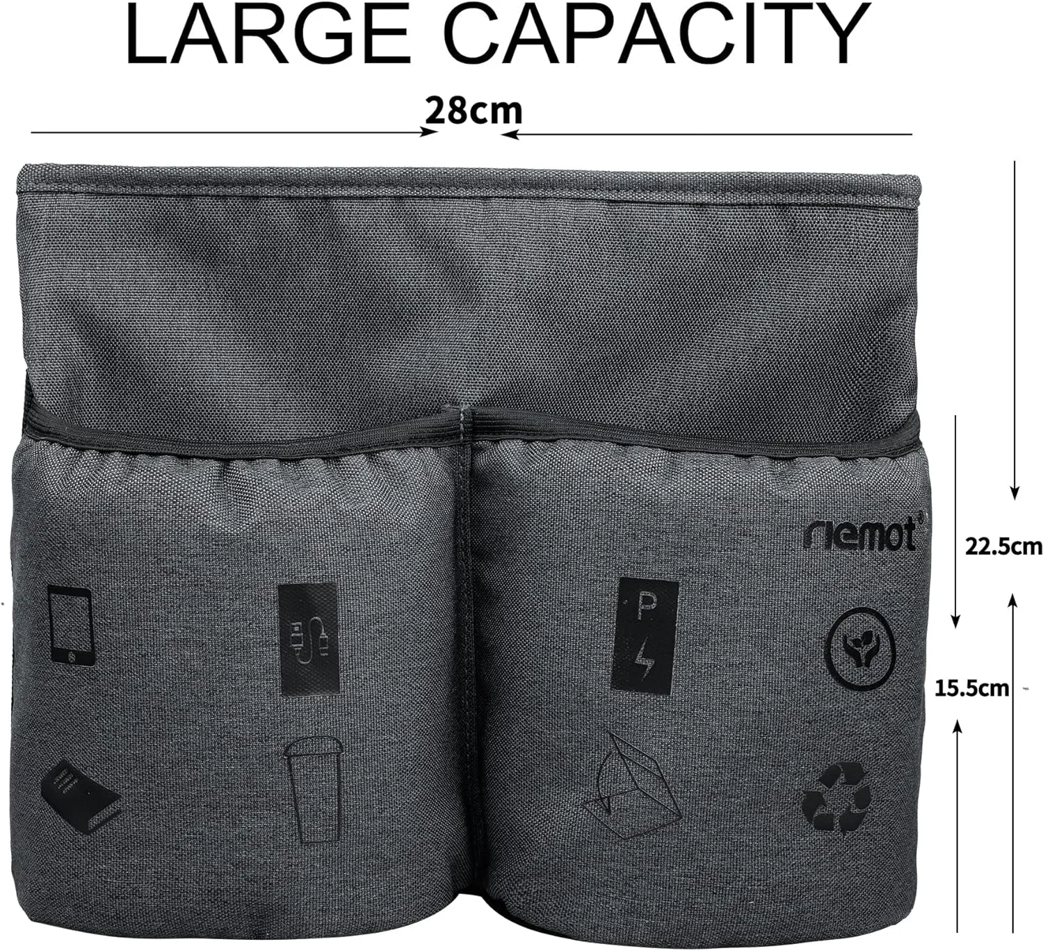 riemot Luggage Travel Cup Tablet Holder - Hold Books Passports Tickets Water Bottles - Fits Roll on Suitcase Handles - Gifts for Flight Attendants Travelers Accessories Grey