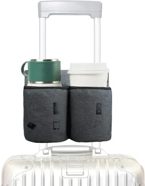 riemot Luggage Travel Cup Tablet Holder - Hold Books Passports Tickets Water Bottles - Fits Roll on Suitcase Handles - Gifts for Flight Attendants Travelers Accessories Grey