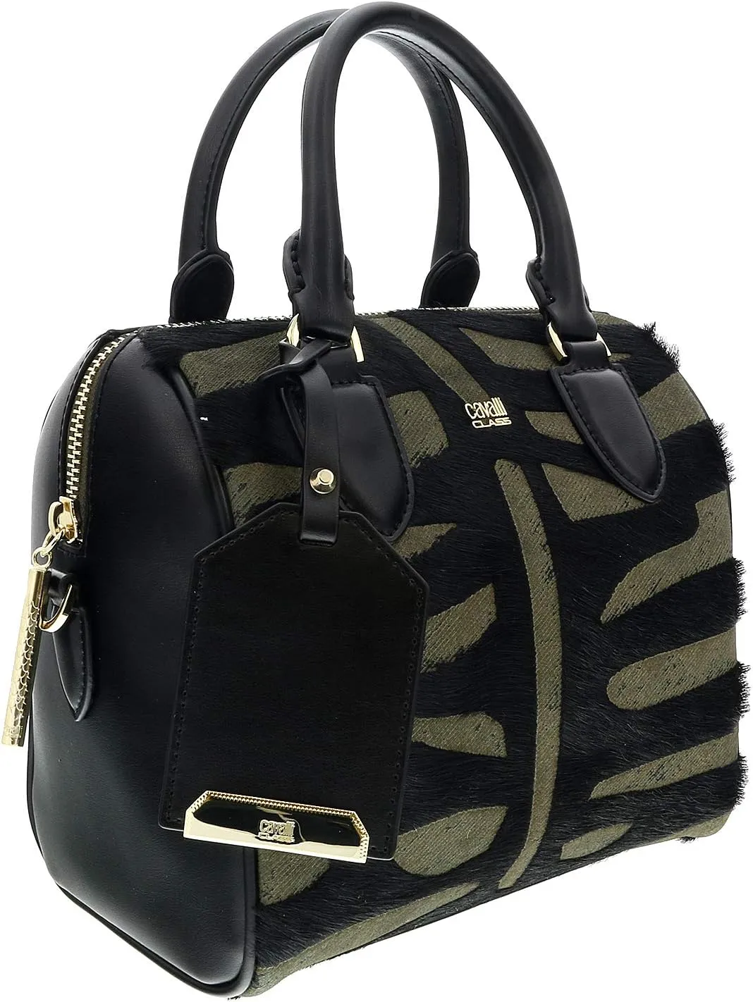 ROBERTO CAVALLI HXLPHH 999 Black/Olive Bowling Bag for womens
