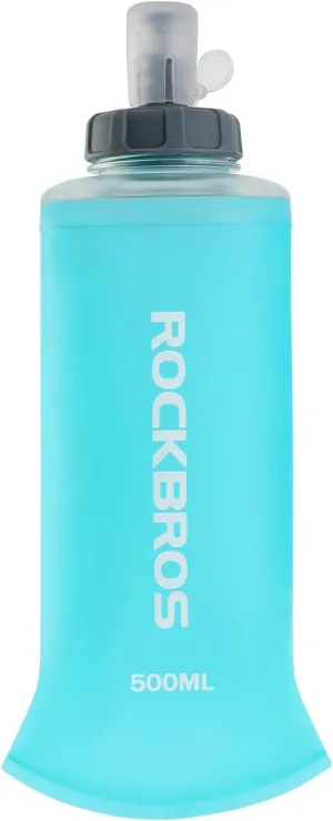 ROCKBROS Soft Flask Collapsible Running Water Bottle Flexible TPU Folding Running Flask for Hydration Pack 17 oz (500 ml) Folding Water Bottle for Running, Hiking, Cycling - Ski Water Bottles