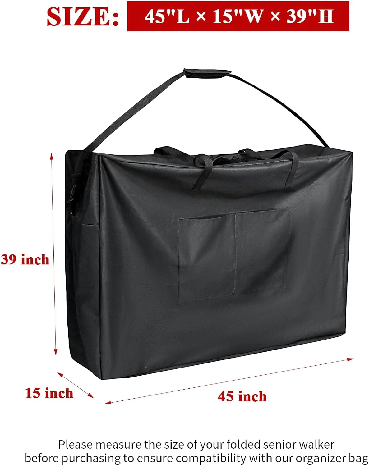 Rollator Bag,Wheelchair Bag for Seniors and Stroller,Travel Walker Bags for Folding Walker,Folding Rollator Accessories (45''Lx15''Wx39''H)