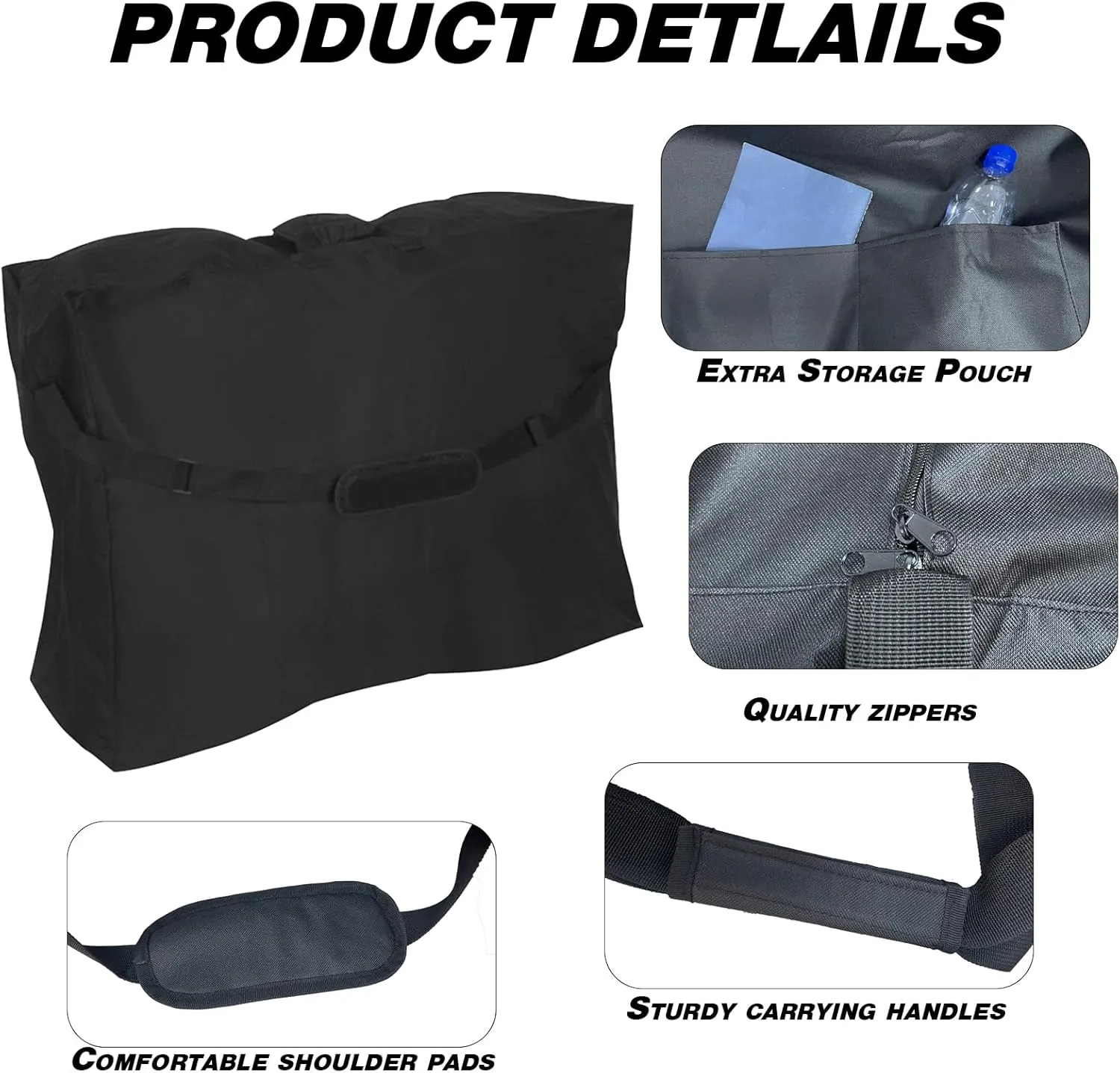 Rollator travel Bag 600D Waterproof Oxford Fabric Foldable&Portable Travel Large Capacity with Storage Pockets Black (Small)