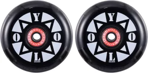 Rollerex YOLO Inline Skate Wheels (2-Pack with Bearings, Spacers and Washers) - Use on Roller Blades, RipStiks, Luggage, Baggage or Wheelchairs (80mm)