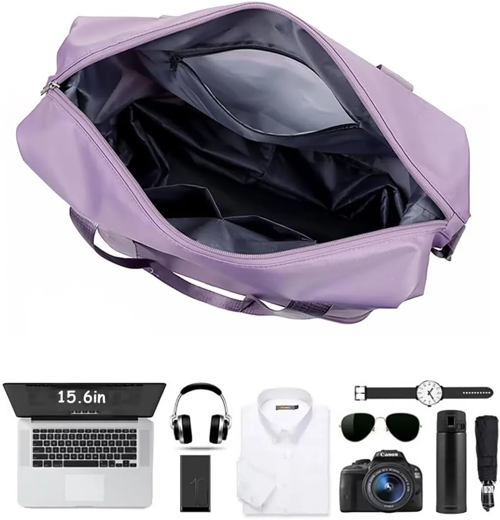 Rolling Duffel Bag with Wheels, Large Capacity Foldable Travel Bag with Detachable Wheels, Rolling Luggage Carry On Bag Foldable Expandable Duffel Bag for Travel or Business Trip(Dark Purple)