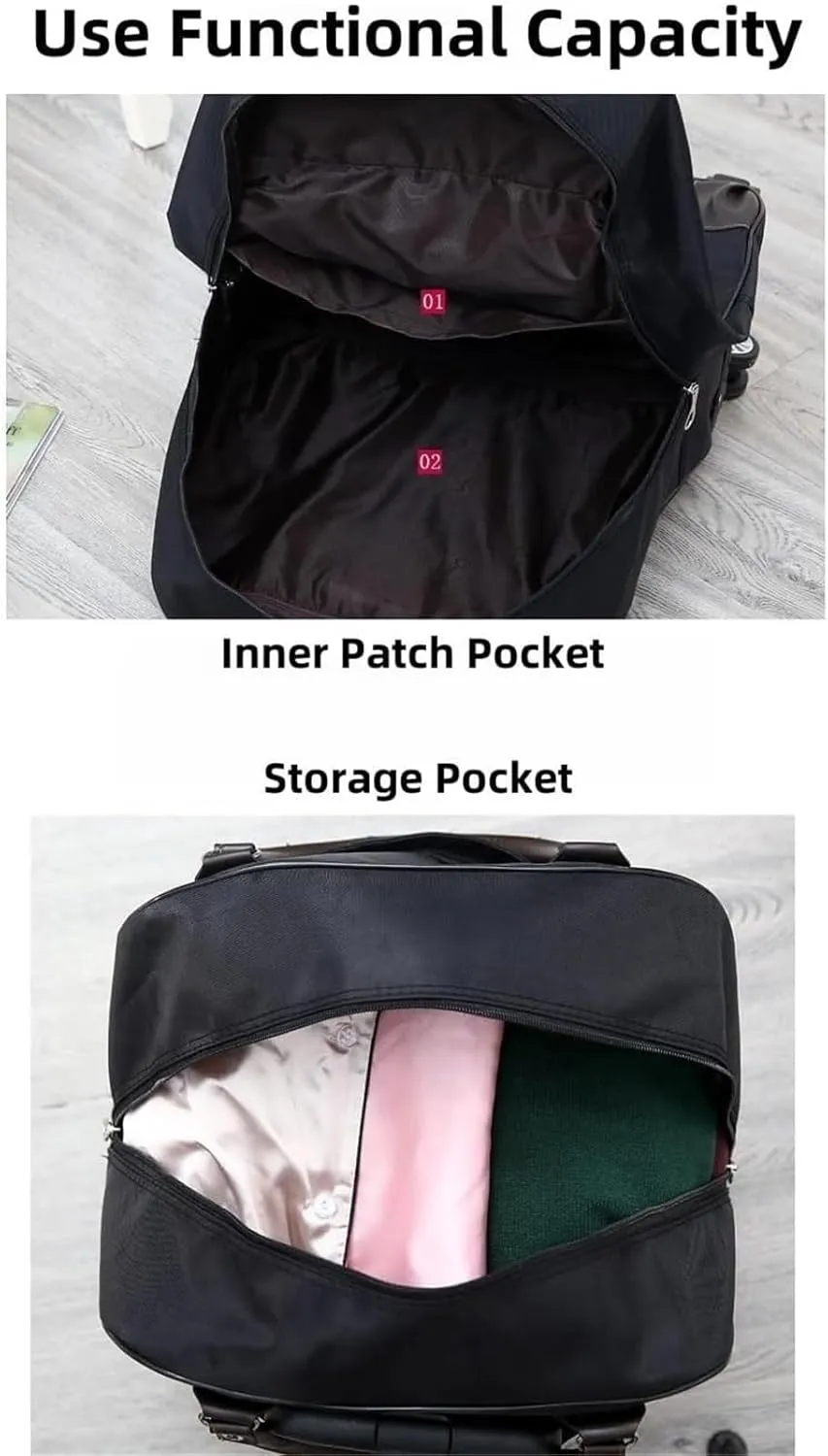 Rolling Duffle Bag With Wheels,Travel Luggage Bag ，Tote Bags For Men And Women Carry-on Luggage，Weekender Overnight Bag For Travel, Business Trips(Red,Small)