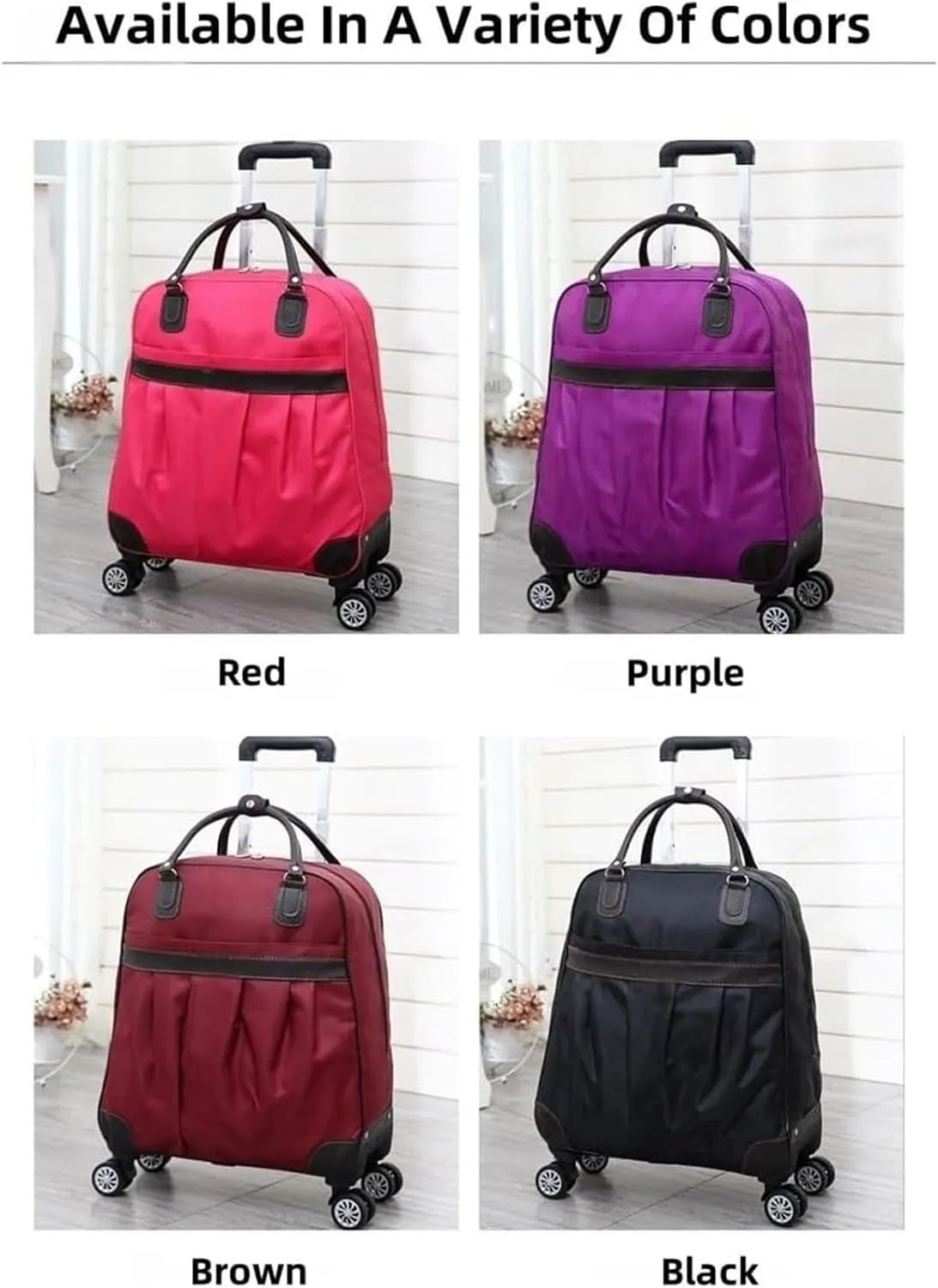 Rolling Duffle Bag With Wheels,Travel Luggage Bag ，Tote Bags For Men And Women Carry-on Luggage，Weekender Overnight Bag For Travel, Business Trips(Red,Small)