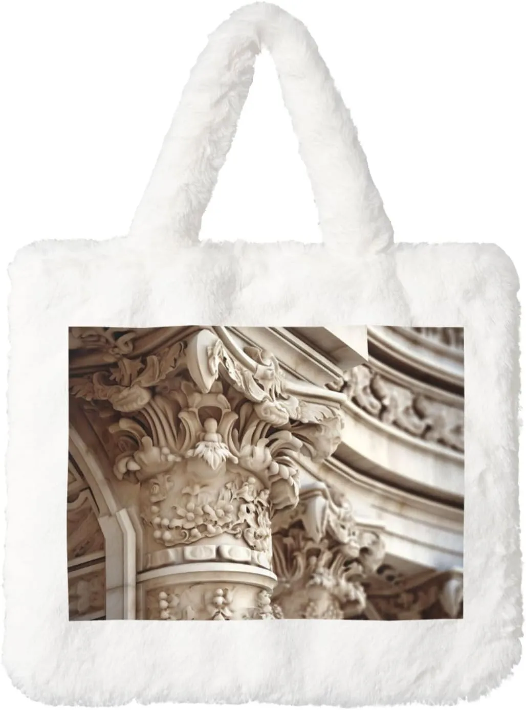 Romano Art Print Cute Autumn Winter Plush Handbag Large Capacity Festival Party Present Bag