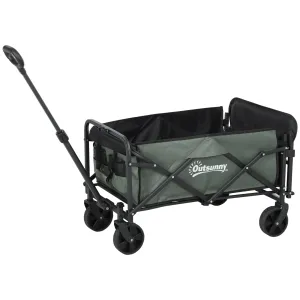 Rootz Foldable Garden Car - Transport Wagon - Beach Cart - 90kg Capacity - 114cm x 46cm x 65-92cm