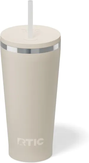 RTIC 20oz Everyday Tumbler Insulated Stainless Steel Portable Travel Coffee Cup with Straw, Spill-Resistant Lid, BPA-Free, Hot and Cold Drink, Ceramic Lining, Beach