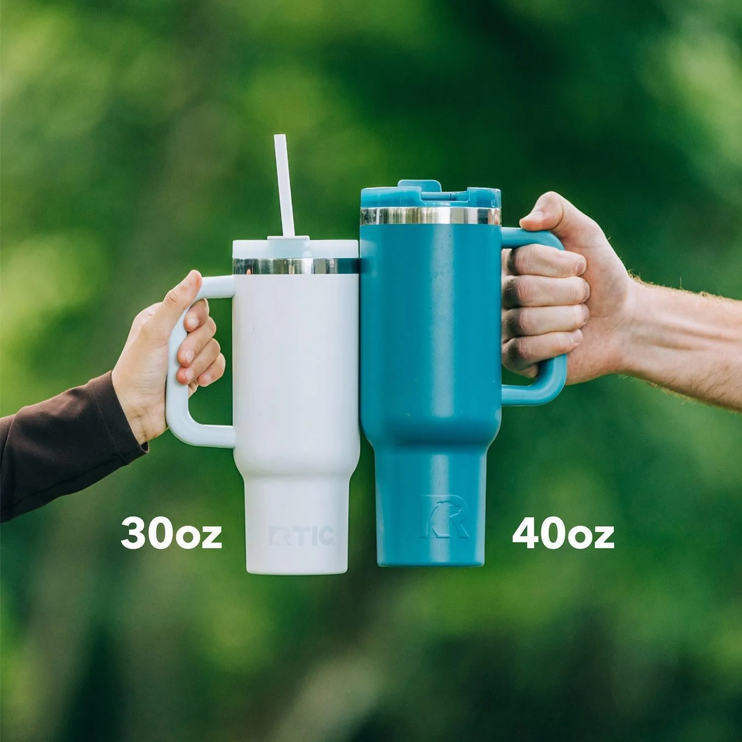 RTIC 30 oz Road Trip Tumbler Double-Walled Insulated Stainless Steel Portable Travel Coffee Mug Cup with Lid, Handle and Straw, Beach