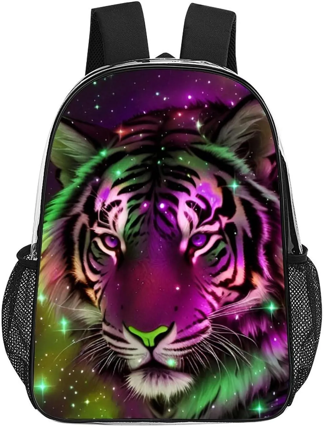 Rucksack Multipurpose Anti-Theft Big Capacity Shoulder Bag - Mystic Fantasy Galaxy Sky Fantasy Wild Animals Tiger Art Travel Hiking & Camping Rucksack Transparent Bag