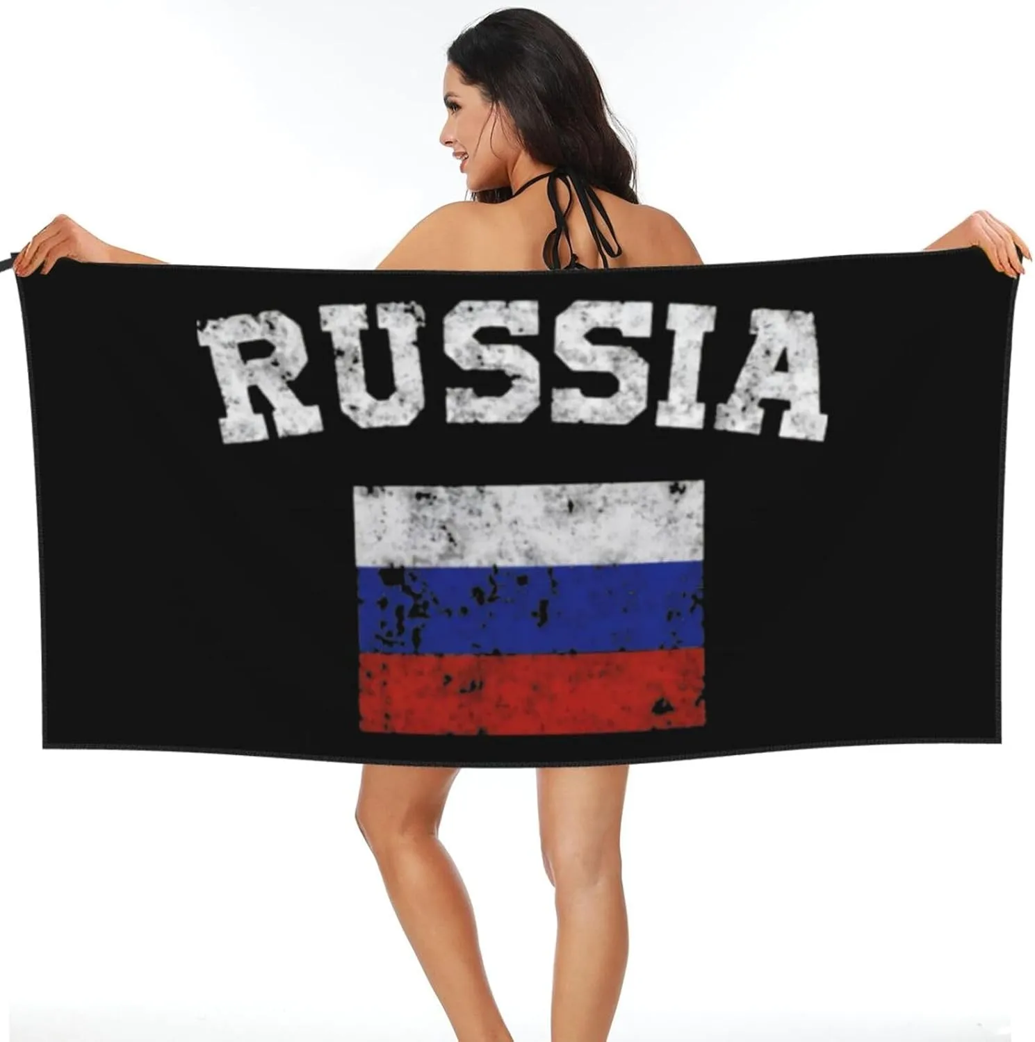 Russia Flag Russian Flags Beach Towel Quick Dry Sand Free Lightweight Large 27.5"x55" with Travel Bag - Vacation Essentials Bath Towel for Pool, Summer