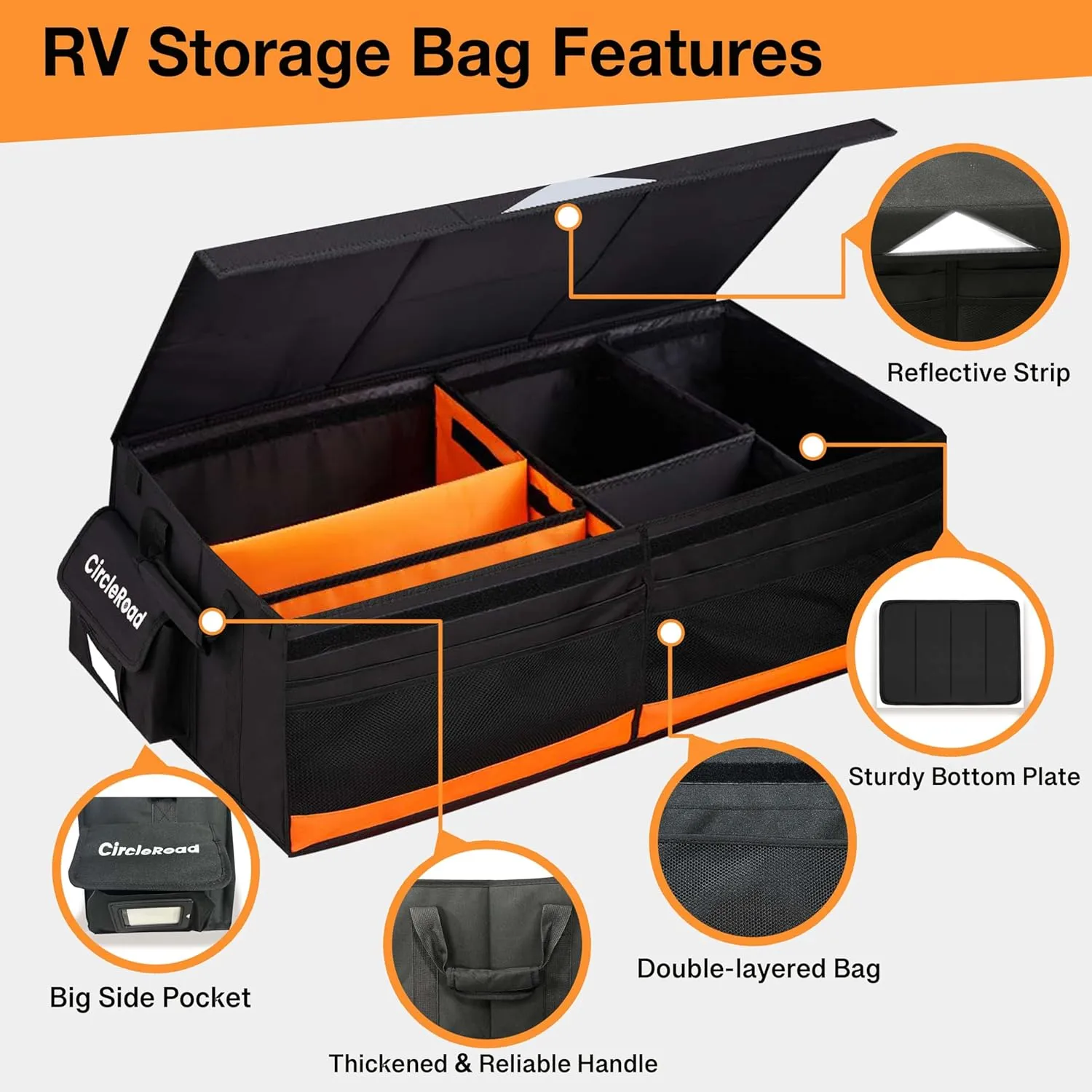 RV Storage and Organization, 81.4L Waterproof Collapsible Trunk Organizer for Suv DIY RV Storage Bag with Internal Compartments RV Storage Solutions for Camper Trailer Trunk