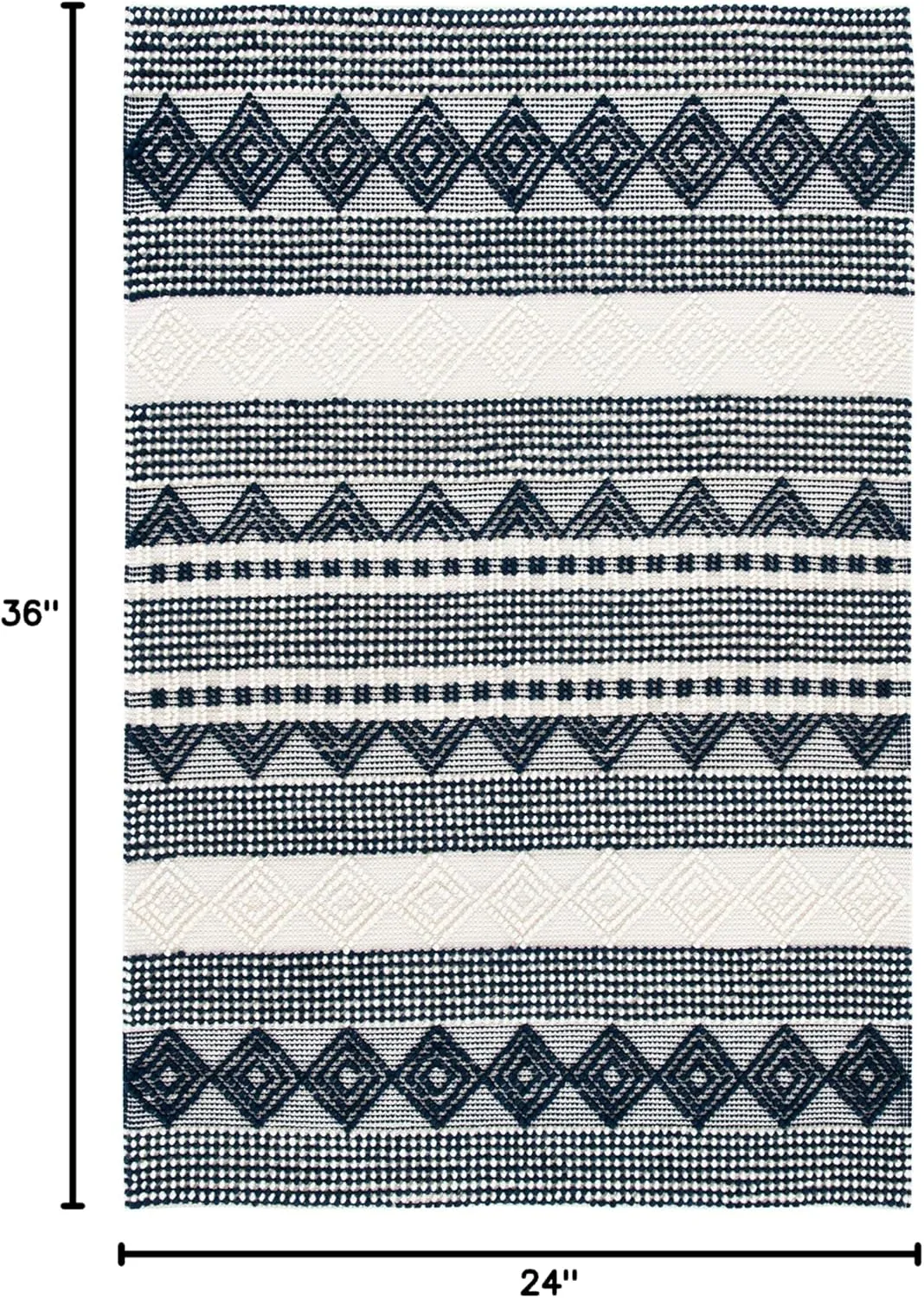 SAFAVIEH Natura Collection Accent Rug - 2' x 3', Navy & Ivory, Handmade Moroccan Boho Tribal Wool & Cotton, Ideal for High Traffic Areas in Entryway, Living Room, Bedroom (NAT102N)