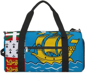 Saint Pierre Miquelon Flag Gym Bag for Men Women with Shoe Compartment Waterproof Sports Travel