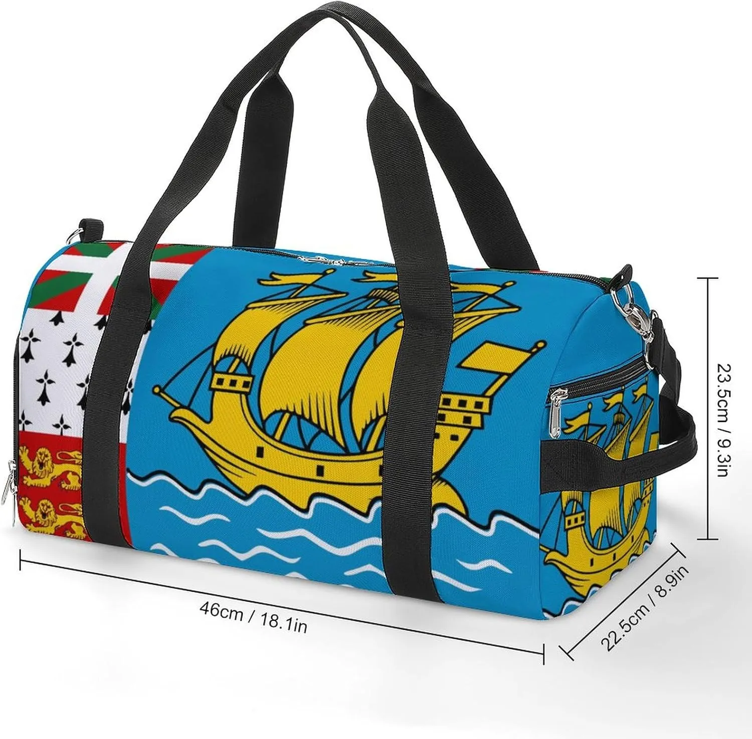 Saint Pierre Miquelon Flag Gym Bag for Men Women with Shoe Compartment Waterproof Sports Travel