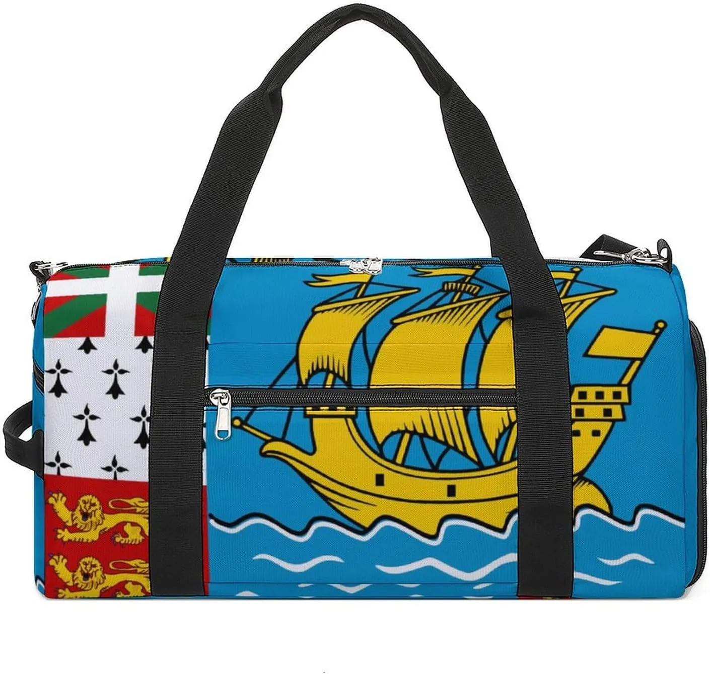Saint Pierre Miquelon Flag Gym Bag for Men Women with Shoe Compartment Waterproof Sports Travel