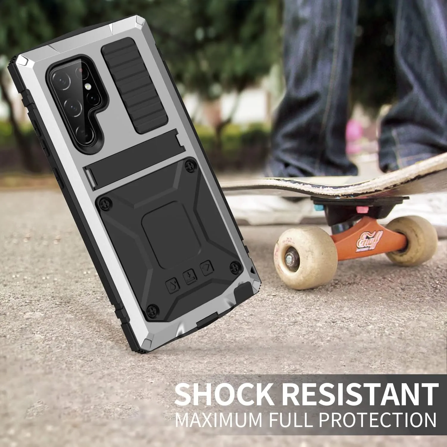 Samsung S23 Ultra Metal Case with Screen Protector Camera Cover Military Rugged Heavy Duty S23 Ultra Case Metal Kickstand Full Body Tough Dustproof Shockproof for Samsung S23 Ultra (Sliver)