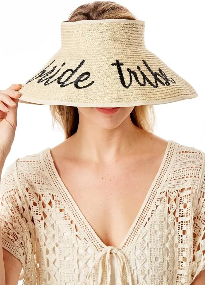 ScarvesMe Women's Adjustable Bride Tribe Roll up Straw Visor Sun Hat