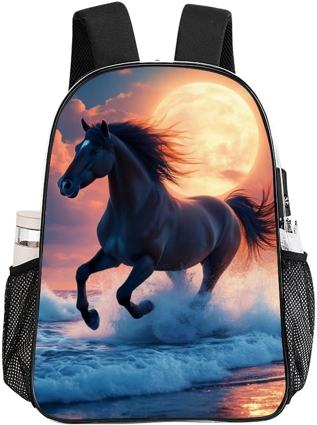 Sea Running Wild Horse Art Backpack Lightweight Anti-Theft Multipurpose Shoulder Bag Large Capacity Travel Hiking Backpack Transparent Bag