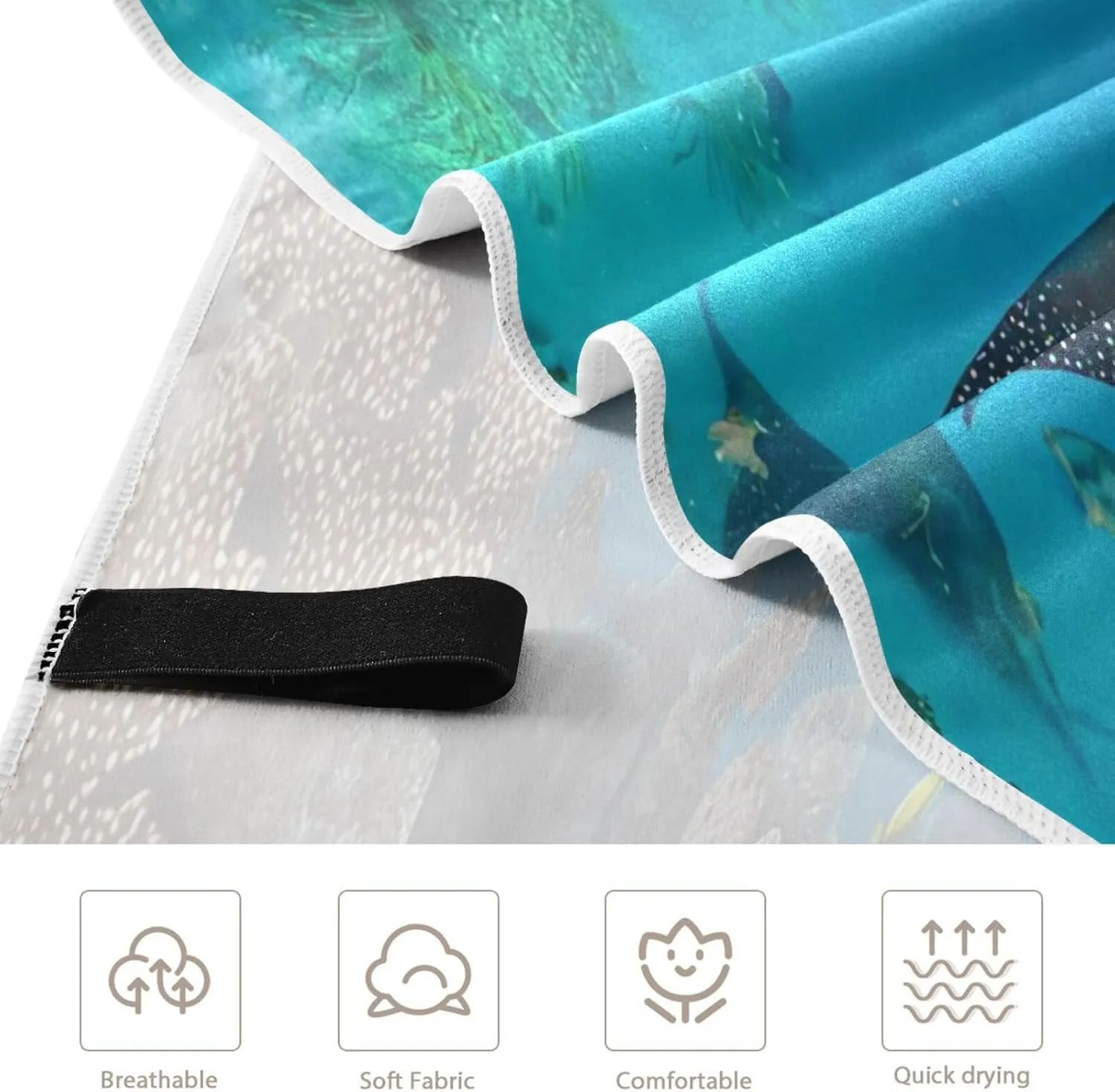 Sea Stingray Beach Towel - Lightweight Compact Oversized Travel Towels - Super Absorbent Quick Dry Towel for Swimming Camping Holiday
