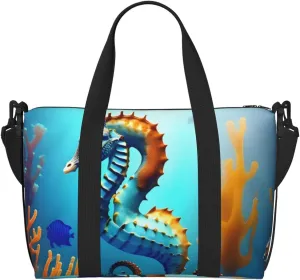 Seabed Coral Seahorse Hand Travel Bag. For Men And Women. Durable Material And Stylish Design, Suitable For Business And Leisure Travel.