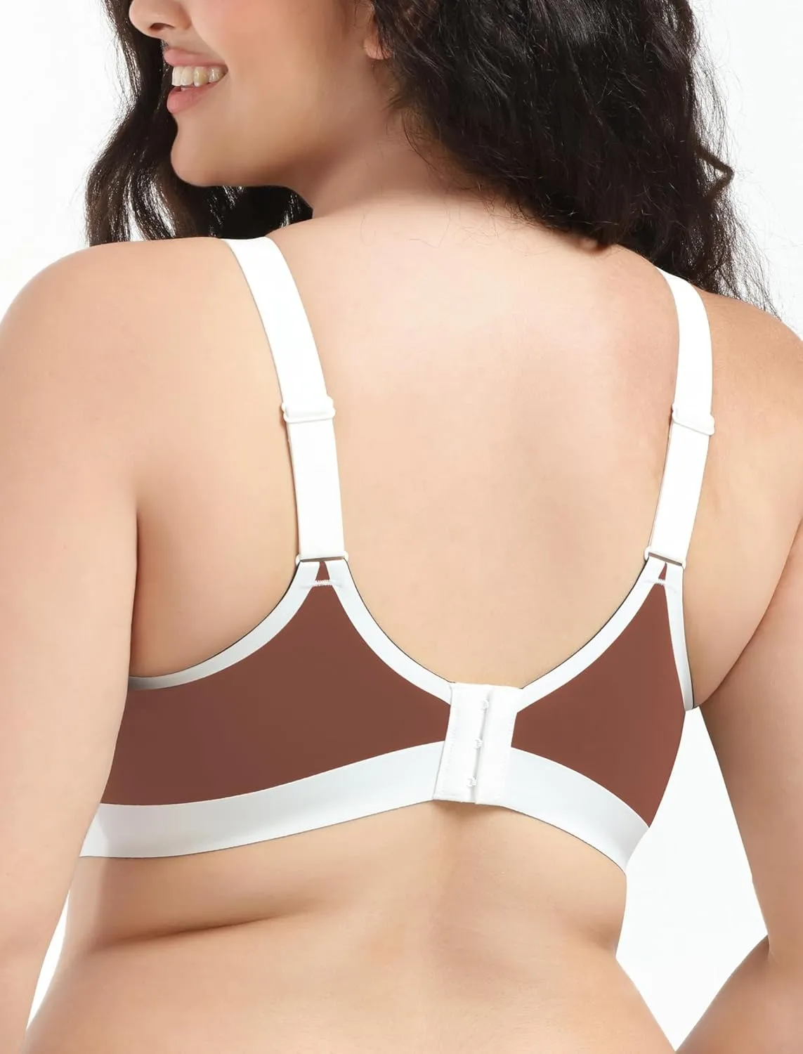 Seamless Wireless Bra for Busty Women No Underwire Lightly Lined Deep V T-Shirt Bralette Underarm-Smoothing