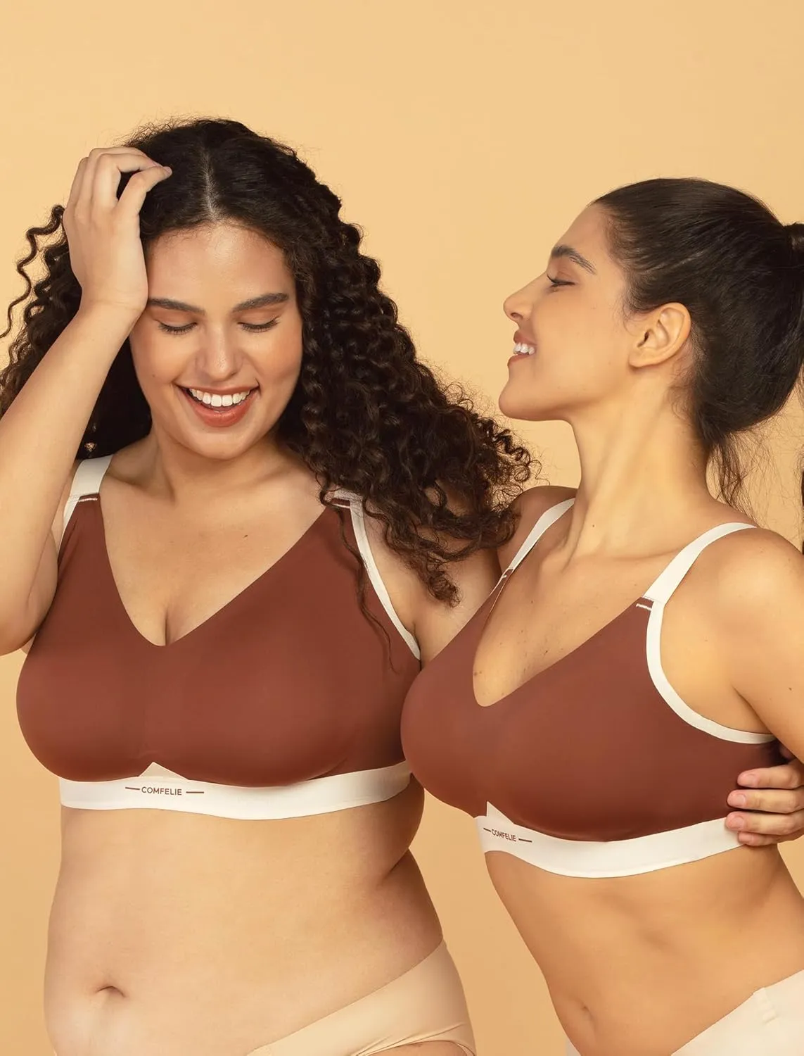 Seamless Wireless Bra for Busty Women No Underwire Lightly Lined Deep V T-Shirt Bralette Underarm-Smoothing