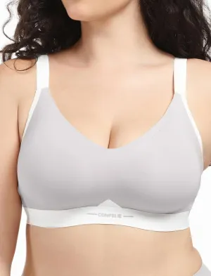 Seamless Wireless Bra for Busty Women No Underwire Lightly Lined Deep V T-Shirt Bralette Underarm-Smoothing